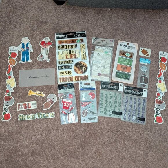 NEW Lot 18 Football Player Homecoming Scrapbook Dimensional Sticker Cut Out Game - Picture 1 of 3